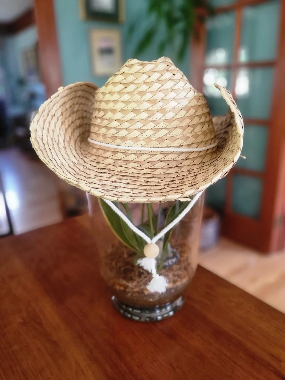 Handwoven Philippines Palm Leaf Western Cowboy Hat NWOT